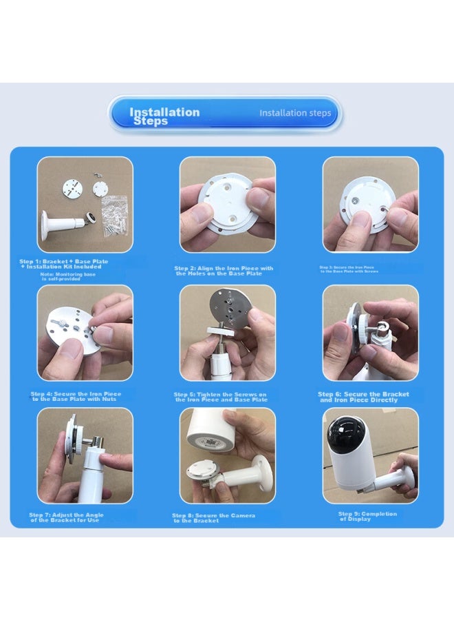 Trendsetter Compatible With Xiaomi Camera Mounts 2/3/4 Gimbal Version/2k Version/3pro/c300/c500/c700, Small White Surveillance Fixed Hanging Inverted Wall-mounted Installation Bracket - Image 5