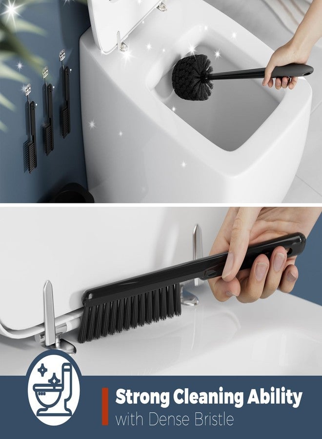 Holaloha Toilet Brush, 3 Pack Toilet Brush and Holder Set Bathroom Accessories, Toilet Bowl Brush and Holder with 3 Crevice Brush for Bathroom, Toilet Scrubber Brush (Black) - Image 3