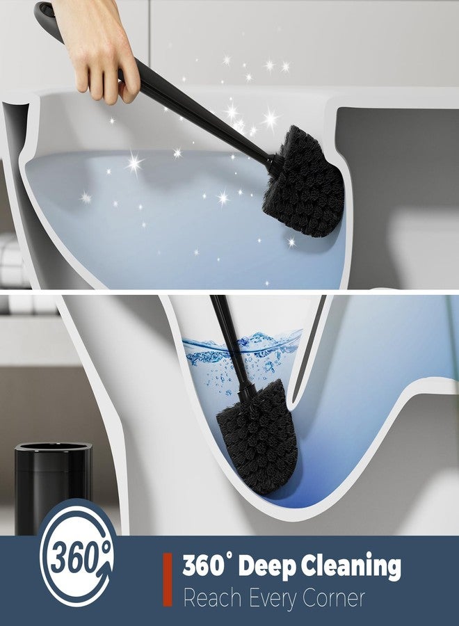 Holaloha Toilet Brush, 3 Pack Toilet Brush and Holder Set Bathroom Accessories, Toilet Bowl Brush and Holder with 3 Crevice Brush for Bathroom, Toilet Scrubber Brush (Black) - Image 2