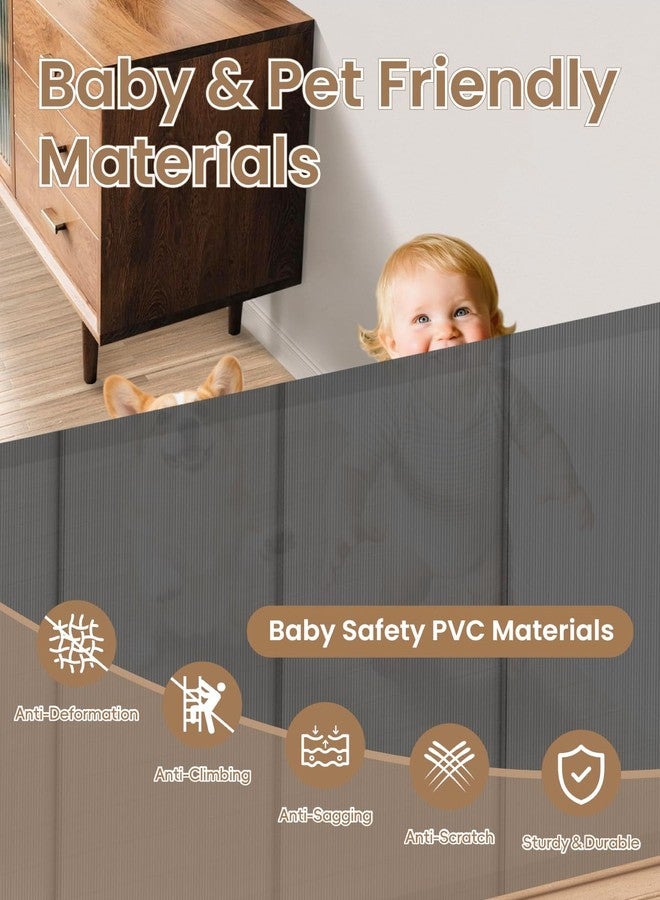 BBsecure Retractable Baby Gate, 55" Wide Mesh Gate with 4 Reinforced Rods, Prevents Kids & Dogs from Crawling Under, 34" Tall Easy-to-Use Pet Gate for Stairs, Bedrooms, Hallways, Indoor/Outdoor, Gray - Image 2