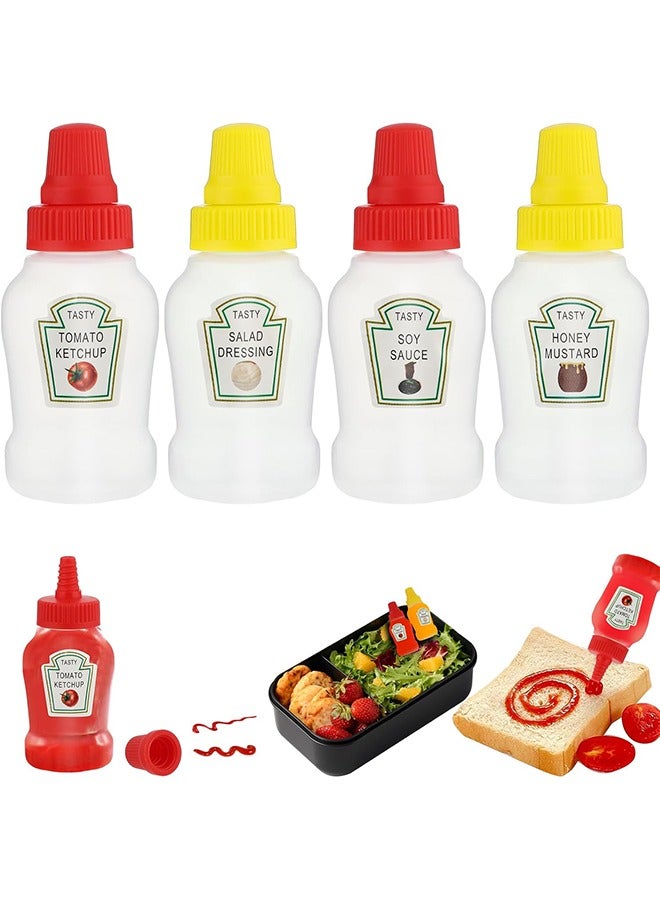 4PCS Mini Ketchup Bottle,Refillable Plastic Condiment Container Small Squeeze Bottles Dressing Sauce Bottle for Jam Honey Chocolate Cream Syrup Salad  - Image 1