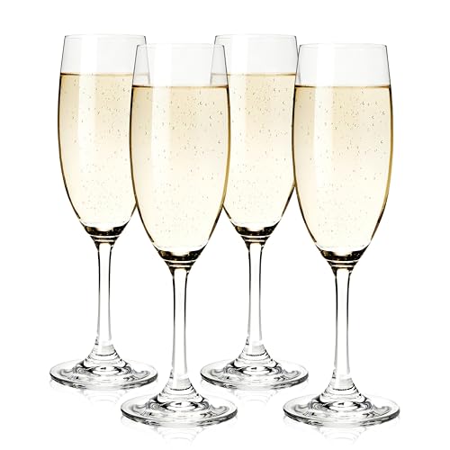 True Cuve Crystal Champagne Flutes Set of 4 Stemmed Champagne Glasses Sparkling Champagne Flutes Glass Mimosa Glasses Wine  Champagne Glasses 7oz