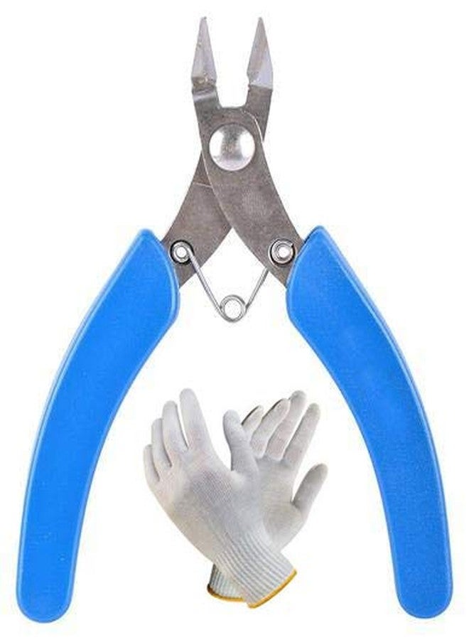 Digital Craft Electrical Stain Steel Wire Cable Cutters Cutting Side Snips Flush Pliers Nipper Anti-Slip Rubber Mini Diagonal Pliers Hand Tools with Safety Hand Gloves - Image 1