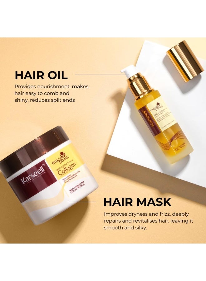 كارسيل قناع ترطيب الشعر وزيت الأرغان والكولاجين، مجموعة إصلاح عميق للشعر، 550 مل - Image 2