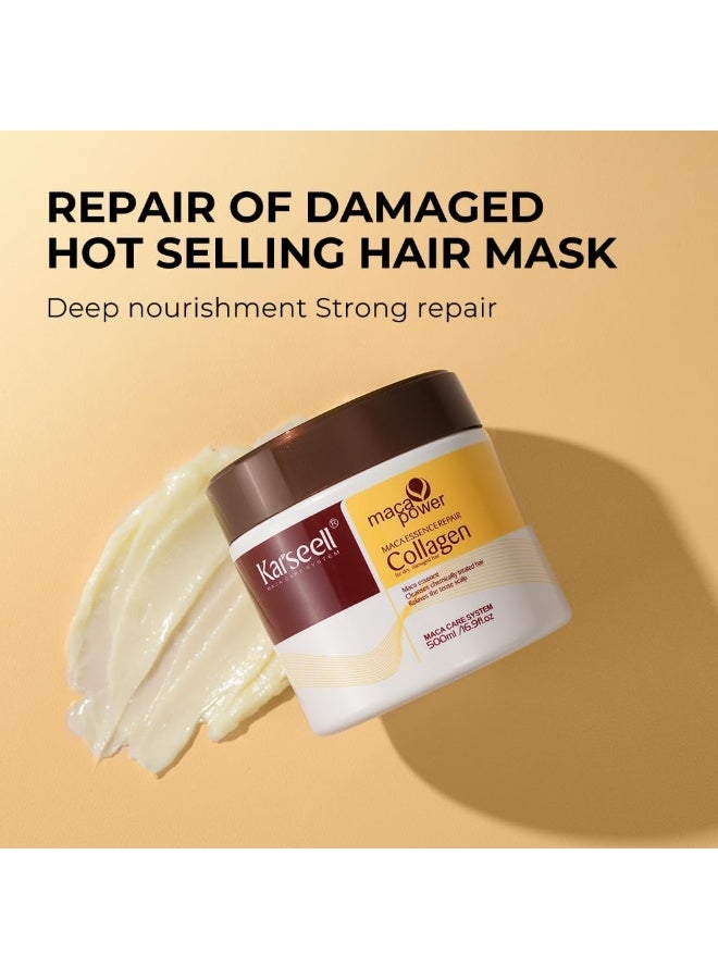 كارسيل قناع ترطيب الشعر وزيت الأرغان والكولاجين، مجموعة إصلاح عميق للشعر، 550 مل - Image 3