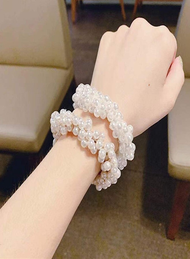 Ruihfas 3Pcs Fashion Korean Hair Scrunchies Accessories Beaded Elastic Hair Ties for Women Girls Pearls Hair Bands Ropes - Image 4