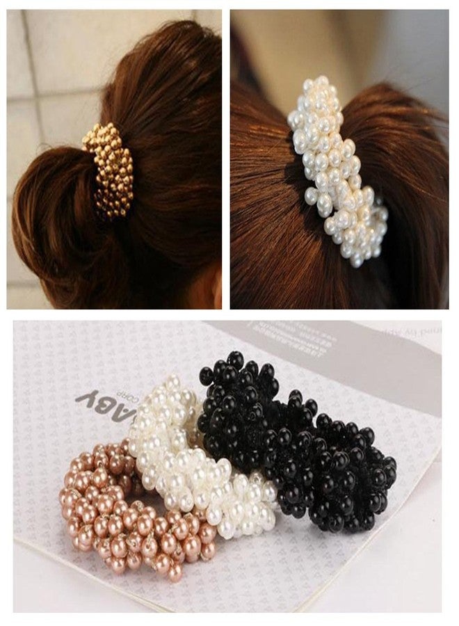 Ruihfas 3Pcs Fashion Korean Hair Scrunchies Accessories Beaded Elastic Hair Ties for Women Girls Pearls Hair Bands Ropes - Image 1