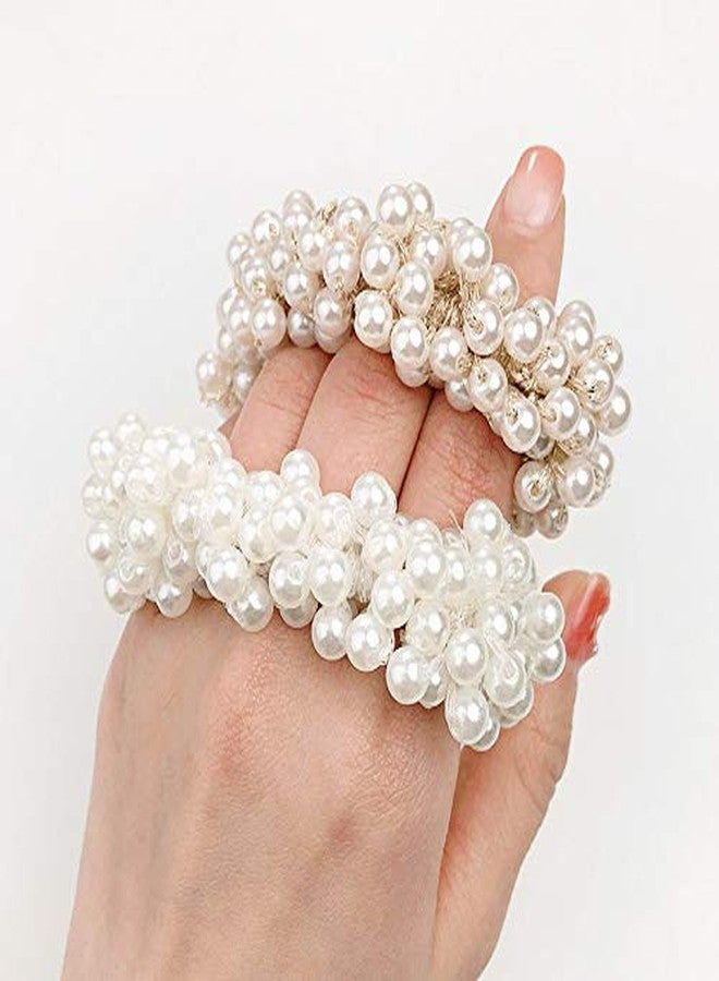 Ruihfas 3Pcs Fashion Korean Hair Scrunchies Accessories Beaded Elastic Hair Ties for Women Girls Pearls Hair Bands Ropes - Image 3