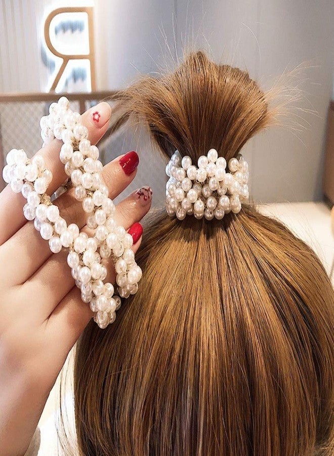 Ruihfas 3Pcs Fashion Korean Hair Scrunchies Accessories Beaded Elastic Hair Ties for Women Girls Pearls Hair Bands Ropes - Image 5