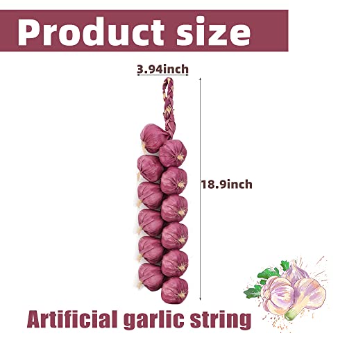 VIOCIWUO Artificial Onion Strings 3 Pack Simulation Fake Purple Garlic Hanging String Lifelike Vegetables Fruit Garland Vine for Home Kitchen Party Decoration Photography Props - Image 3