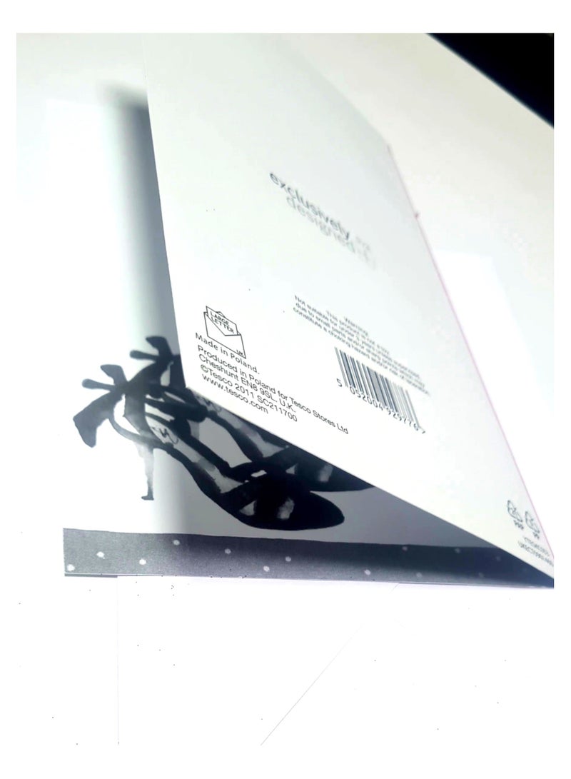 Greeting card design with glitter high heels and a satin bow - To a lovely friend Happy Birthday, with envelope - Image 4