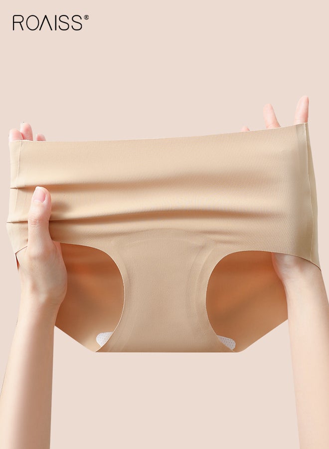 roaiss Womens Yoga Underwear 3 Pack Non Wedgie Seamless Panties 10A Anti Bacterial Ice Silk Mid Rise Breathable Lightweight Triangle Panty Multipack - Image 2