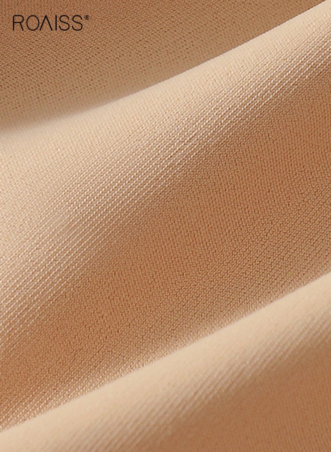 roaiss Womens Yoga Underwear 3 Pack Non Wedgie Seamless Panties 10A Anti Bacterial Ice Silk Mid Rise Breathable Lightweight Triangle Panty Multipack - Image 4