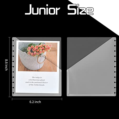 WANGDEFA 6 Pack Junior Discbound Pocket Dividers 5.5X8.5 inch Pocket Dividers Clear Discbound Notebook Dividers Junior Discbound Pocket Folder 8 Disc Junior Dividers with Pockets Discbound Notebook Accessories - Image 2