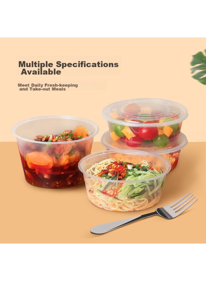 Yata Wutian Disposable Food Containers, Takeout Boxes, Plastic Round Containers With Lids, 750 Model, 50 Sets, Takeout Soup Bowls - Image 4