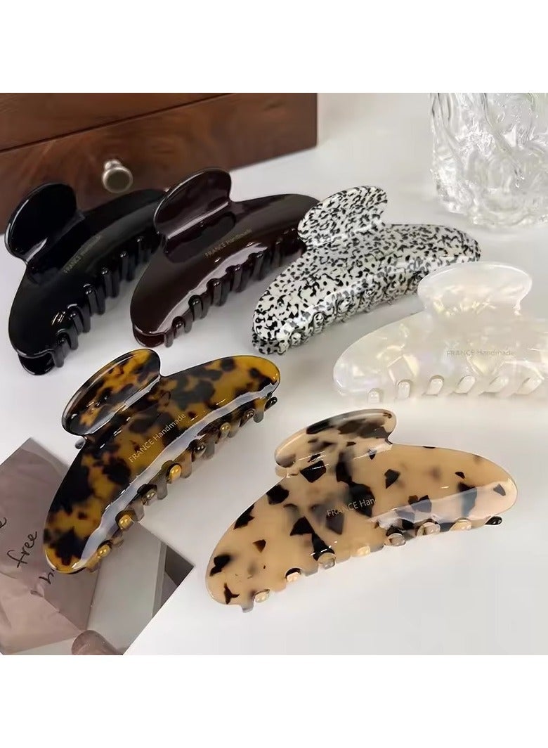 Goolsky مشبك شعر كبير من الأسيتات عالي الجودة بتصميم ريترو للنساء، مشبك قرش أنيق، مشابك شعر نمط الفهد، إكسسوار رأس - Image 5