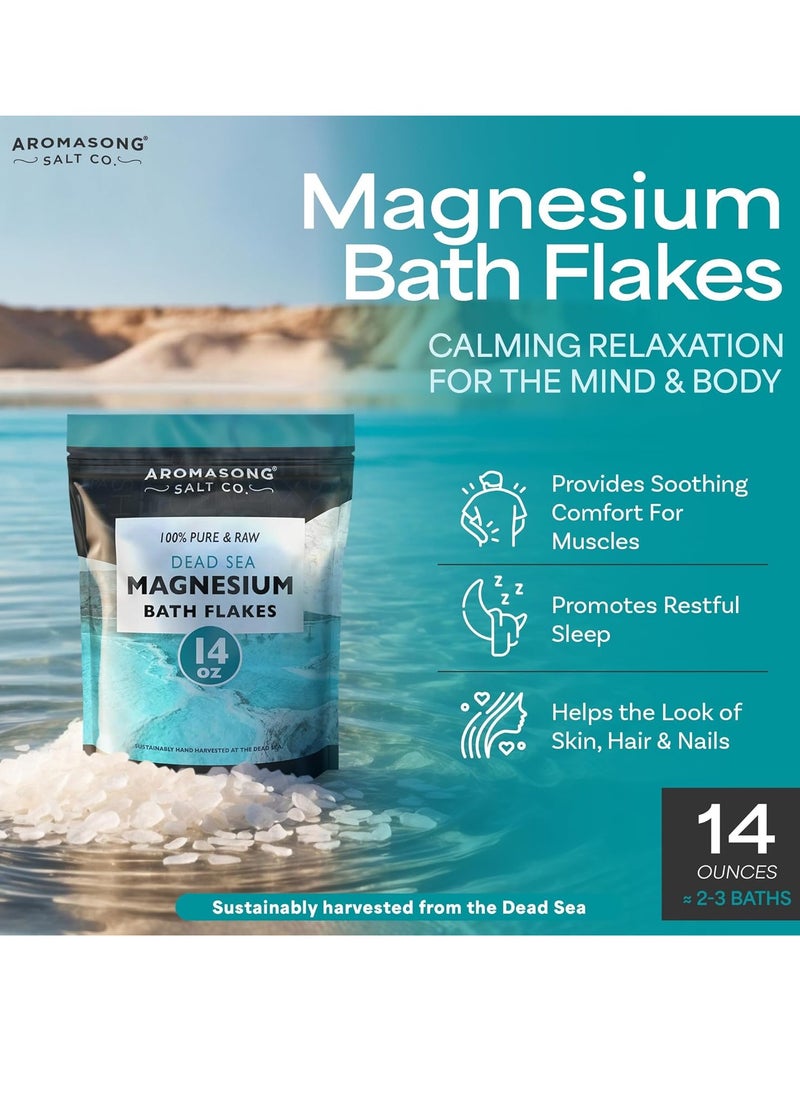 Aromasong Aromasong Magnesium Flakes from The Dead Sea, 14 OZ. Resealable Pack- Muscle Relaxing Magnesium Chloride Bath Salts Soak.  - Image 3
