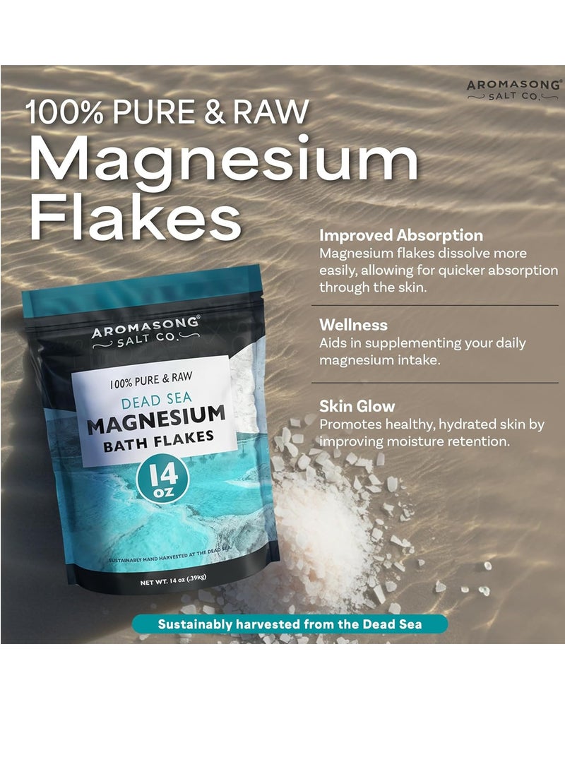 Aromasong Aromasong Magnesium Flakes from The Dead Sea, 14 OZ. Resealable Pack- Muscle Relaxing Magnesium Chloride Bath Salts Soak.  - Image 4