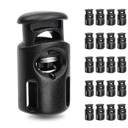 CooBigo 20 PCS Plastic Spring Cord Locks, Paracord Toggle Stopper Clasps for Drawstring Sweatpants Hat Hoodie String Clip Elastic Shoeslace Lock Swim Goggles Replacement Accessories - Image 1