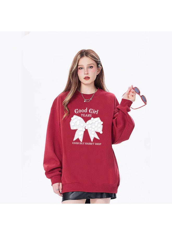 Xiaohongshu Original Edition Special Offer (anti-cotton Blended Composite Milk Silk 300g Silver Fox Fleece 400g) Round Neck Sweatshirt