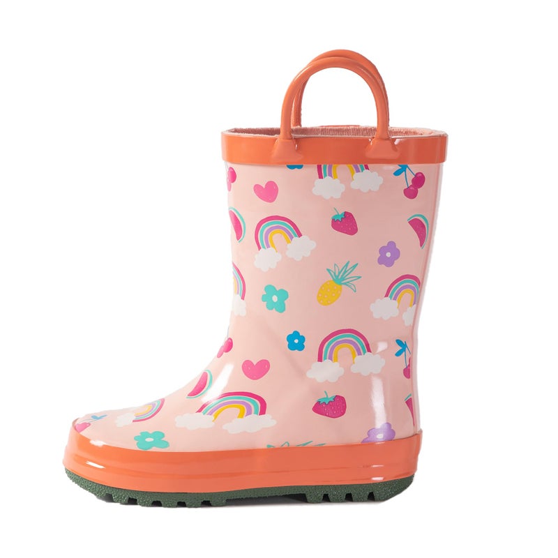 Hbxooxts kids Rain Boots, Toddler Rain Boots Waterproof Rubber Kids Rain Boots for Girls and Boys with Fun Patterns and Easy-On Handles - 13 Little Kid - Image 1