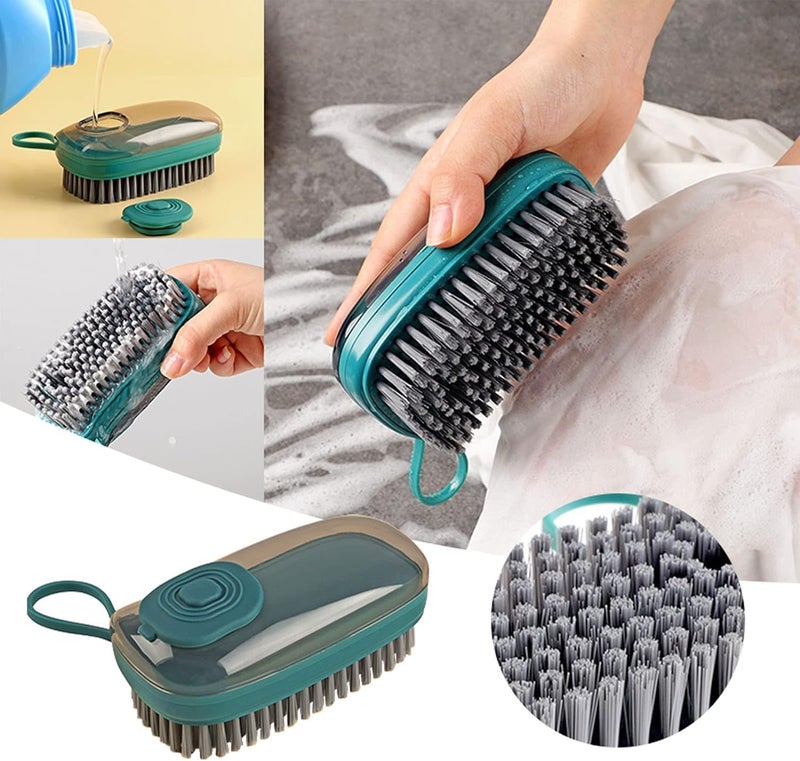 Potency Scrub Brush with Soap Dispenser, Good Srubber Cleaner for Dish Sink Pan Pot Washing and Cleaning, Bathroom, Kitchen, Soft Laundry Clothes and Shoes Scrubbing Brush (Green) - Image 2