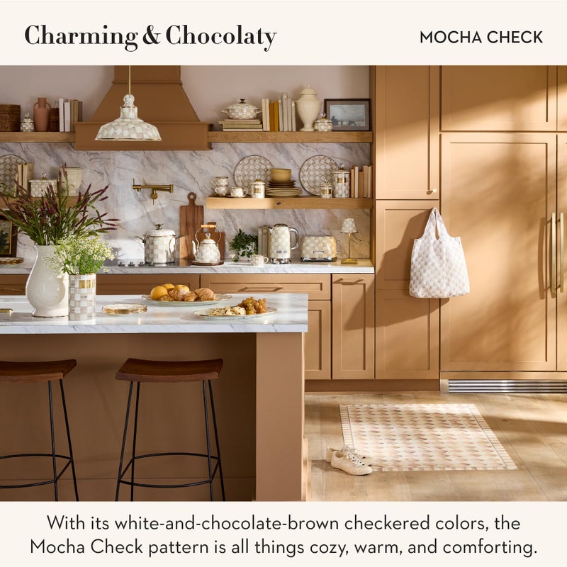 mackenzie childs MACKENZIE-CHILDS To-Go Tote, Cute Tote Bag for Work or Home, Brown-and-White Mocha Check - Image 2