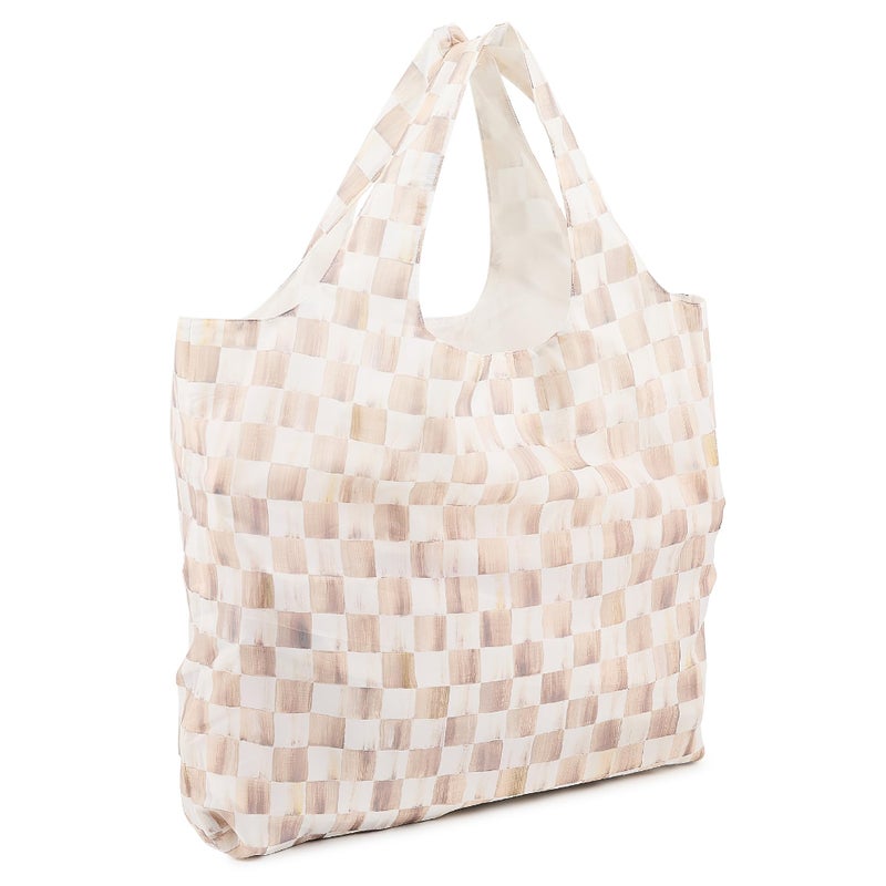 mackenzie childs MACKENZIE-CHILDS To-Go Tote, Cute Tote Bag for Work or Home, Brown-and-White Mocha Check - Image 1