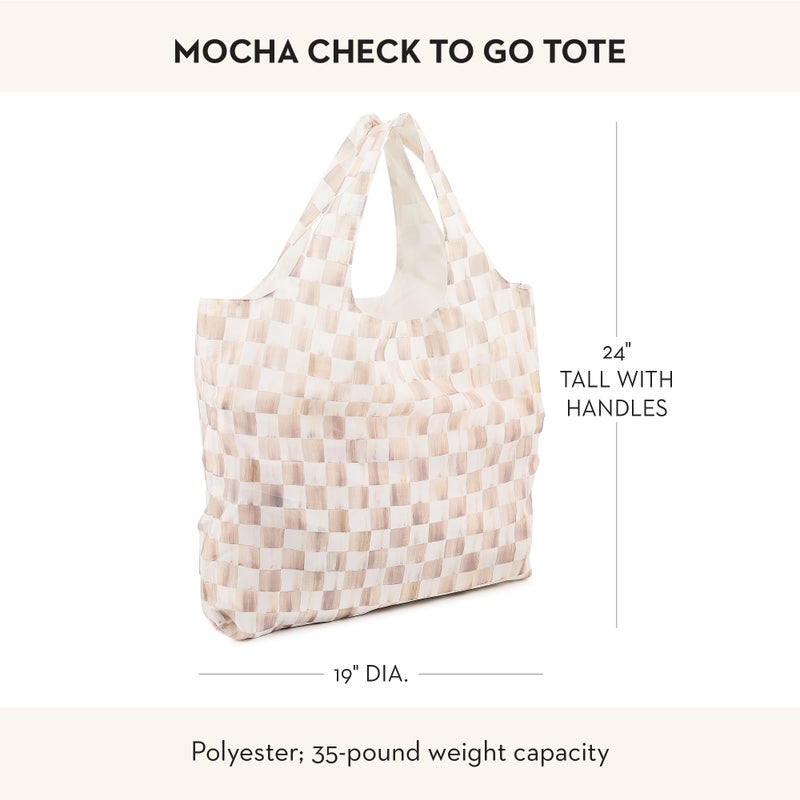 mackenzie childs MACKENZIE-CHILDS To-Go Tote, Cute Tote Bag for Work or Home, Brown-and-White Mocha Check - Image 4