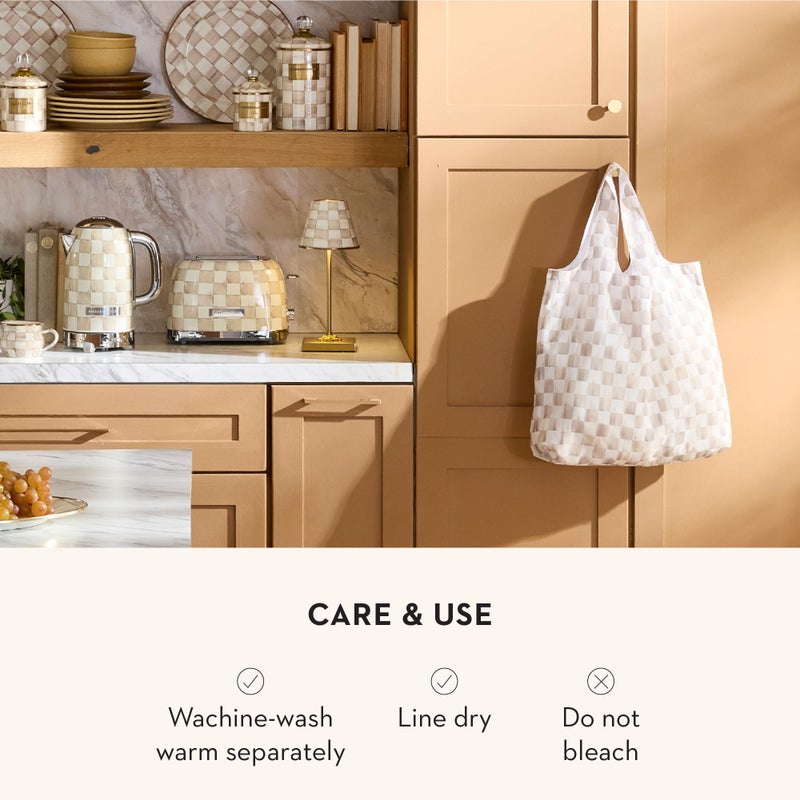 mackenzie childs MACKENZIE-CHILDS To-Go Tote, Cute Tote Bag for Work or Home, Brown-and-White Mocha Check - Image 5