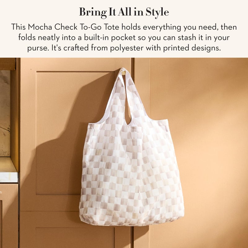 mackenzie childs MACKENZIE-CHILDS To-Go Tote, Cute Tote Bag for Work or Home, Brown-and-White Mocha Check - Image 3