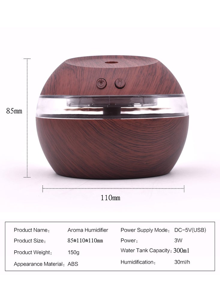 300ml Ultrasonic Cool Mist Humidifier with Aroma Diffuser and LED Lights