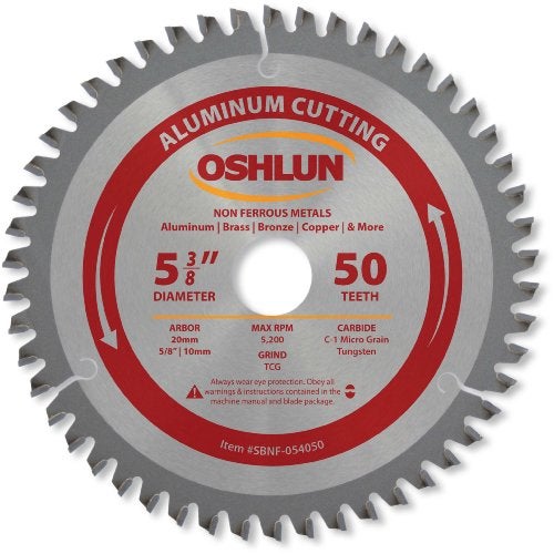 Oshlun SBNF-054050 5-3/8-Inch 50 Tooth TCG Saw Blade with 20mm Arbor (5/8-Inch and 10mm Bushings) for Aluminum and Non Ferrous Metals - Image 3