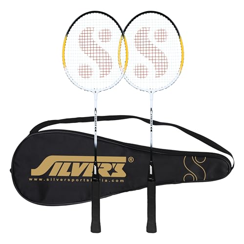 Silvers Silver's Aluminium Stricker Badminton Kit (2 Racquets with Full Cover)(Yellow/White) - Image 1