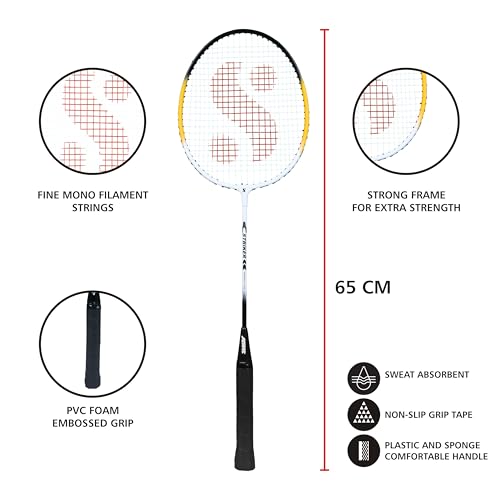 Silvers Silver's Aluminium Stricker Badminton Kit (2 Racquets with Full Cover)(Yellow/White) - Image 3