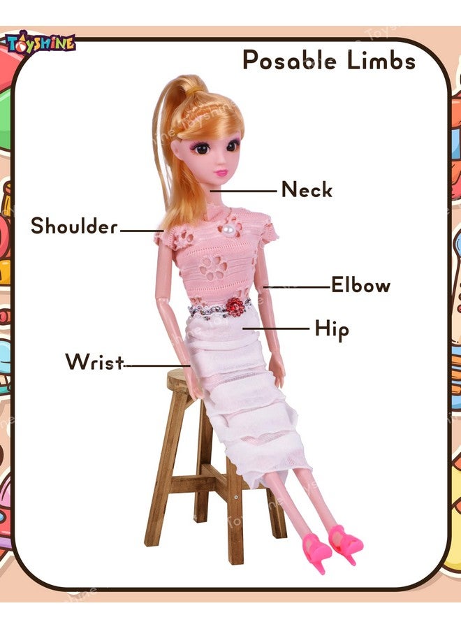 توي شاين دمية تويشين كالي فاشون بعيون ثلاثية الأبعاد وأيدي قابلة للطي وفستان لامع، هدية تظاهرية للبنات، لعبة لعب الأدوار للأطفال من سن 3 سنوات فما فوق، موديل C - Image 2