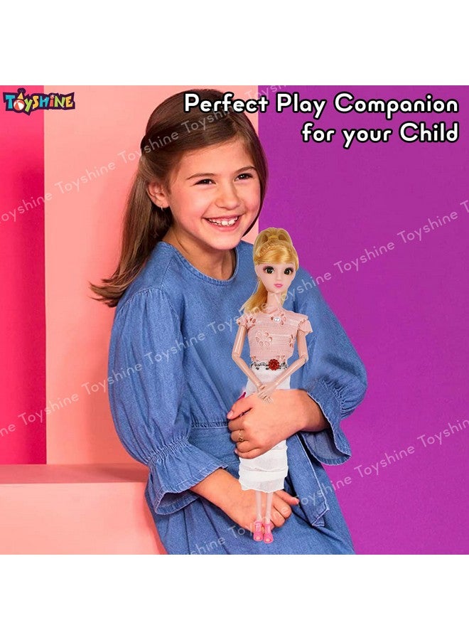 توي شاين دمية تويشين كالي فاشون بعيون ثلاثية الأبعاد وأيدي قابلة للطي وفستان لامع، هدية تظاهرية للبنات، لعبة لعب الأدوار للأطفال من سن 3 سنوات فما فوق، موديل C - Image 3