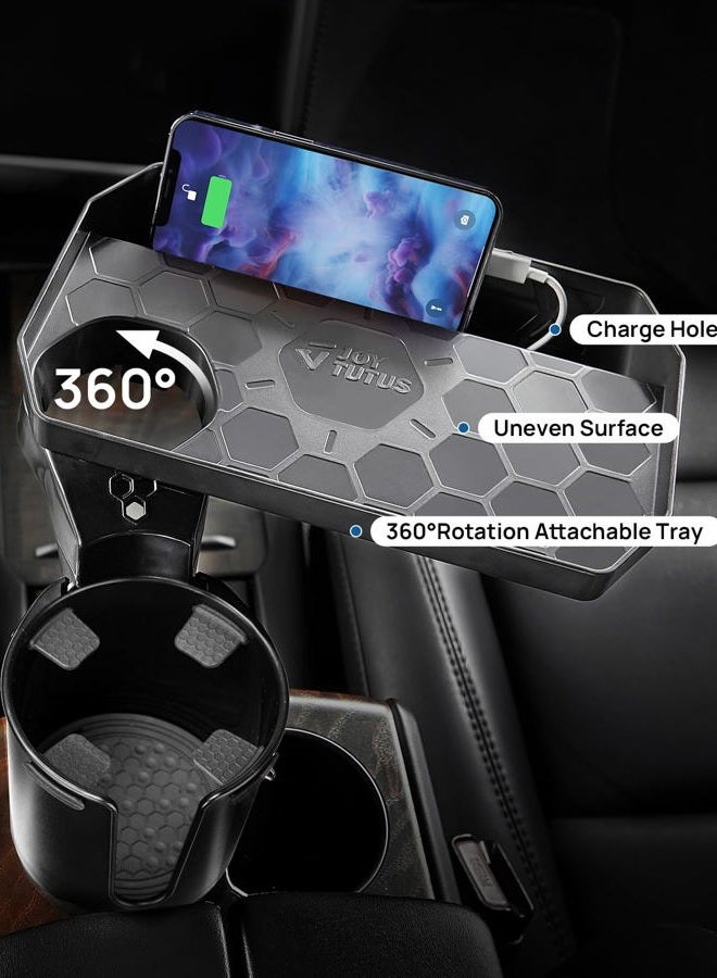 JoyTutus Car Cup Holder Expander, Automotive Cup Attachable Tray with 360° Rotation,Large Cup Holder Adapt Most Regular Cups with 18-40 oz, fit in 2.75-3.25 inch Car Holder - Image 3