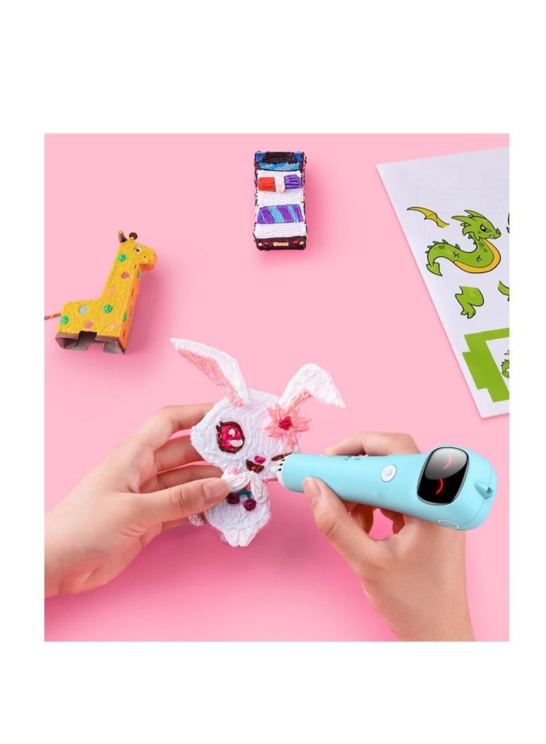 XiuWoo 3D Printing Pen Set, 1.75 mm PCL Filament, 20 colors, scissors, Smart Voice Prompts, Low Temperature, dredging needle, pen holder, USB Included, sketchbook, blue - Image 2