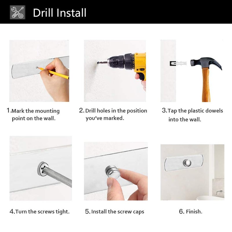 BESy حامل مناشف ورقية من Besy يُثبت على الحائط للمطبخ مقاس 13 بوصة، حامل مناديل الحمام مع رف تخزين للهاتف المحمول ومساحة من الألومنيوم للتركيب على الحائط مع براغي فضي مصقول باهت - Image 5