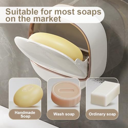 HASTHIP® 2PC Flip-Up Wall Mounted Soap Holder for Bathroom & Kitchen, Removable Drip Tray, Space-Saving Bar Soap Dry Rack, Waterproof PP, Hygienic & Stylish Soap Dish, 12x5x11.5cm - Image 3