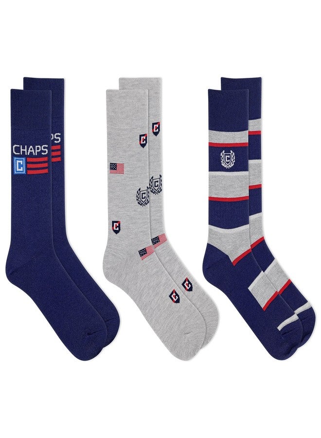 شابس جوارب رجالية من تشابس بشعار العلم، عبوة من 3 أزواج، لون كحلي، مقاسات الأحذية الرجالية من 6 إلى 12.5 - Image 1