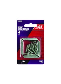 ACE 4-Piece Zinc Inside L-Corner Angle Braces Silver 1.5 Inch 01-3404-220  - Image 1