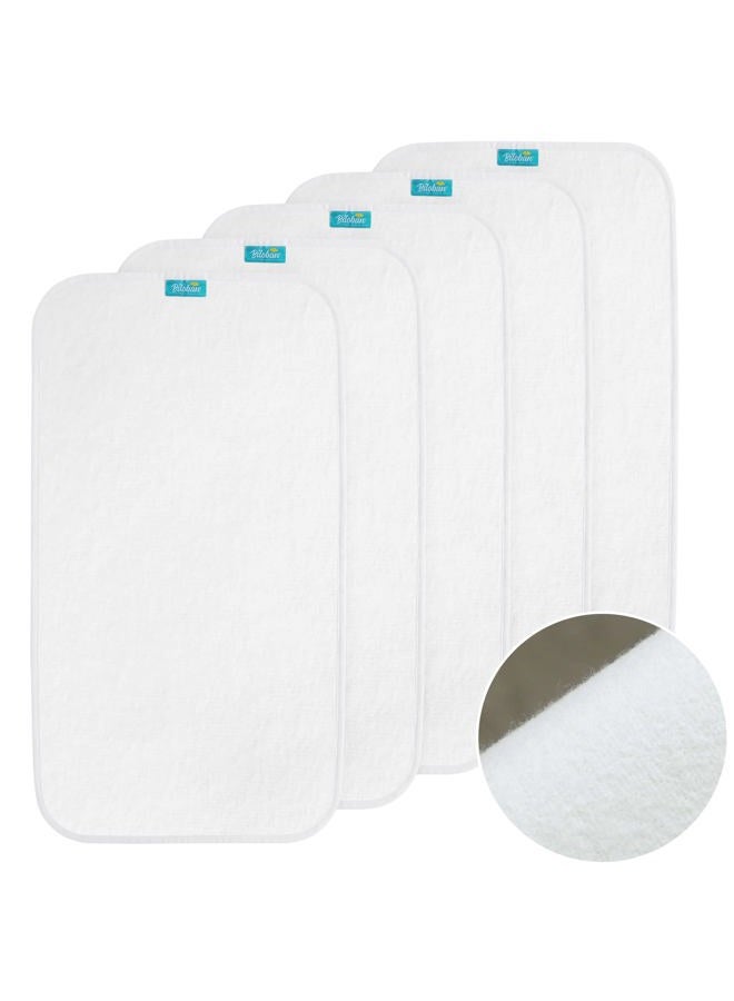 Biloban Changing Pad Liners Waterproof Washable (5 Count), Flannel Portable & Durable Extra Large 27" X 14" Travel Bassinet Waterproof Pad Liners, White - Image 1