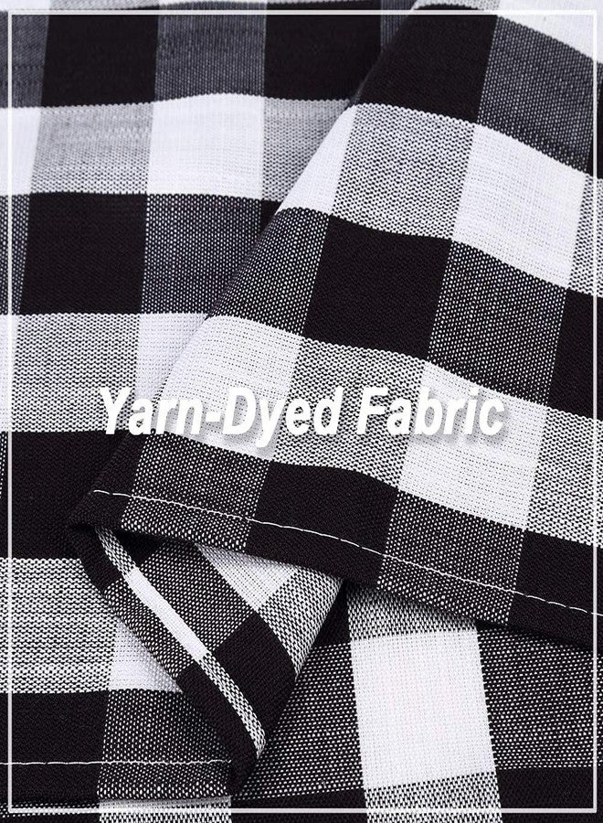 Amzdecor Buffalo Check Tier Curtains for Kitchen, Thick Yarn Dyed Buffalo Plaid Gingham Rod Pocket Farmhouse Cafe Bathroom Drapes, Short Kitchen Window Curtains, 28" W x 24" L, Black/White, Set of 2 - Image 4