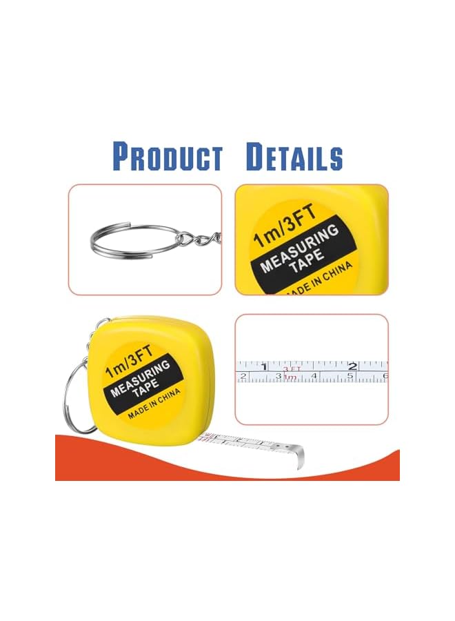 promass Small Tape Measure Bulk, 80 Pcs 3 Ft 1M Mini Measuring Tape Retractable Tape with Lock, Pocket Portable Measurement Tape Bulk for Construction Party Favors Birthday Gift Daily, 4 Colors - Image 3