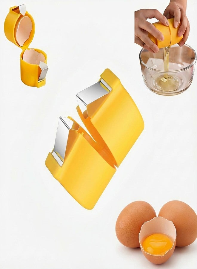 Rhostry Premium PP Egg Shell Opener & Egg Cracker, Multifunctional Egg Peeler & Egg Opener Tool for Raw Eggs, Quick Clean Crack Egg Opener for Home Kitchen Gadgets (Yellow) - Image 1