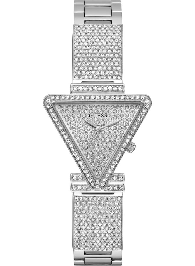 GUESS Women's 34mm Watch - Silver Tone G-Link Silver Dial Silver Tone Case - Image 1
