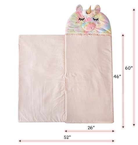 Idea Nuova Heritage Kids Rainbow Faux Fur Figural Unicorn Hooded Sleeping Bag Ages 326x46 - Image 5