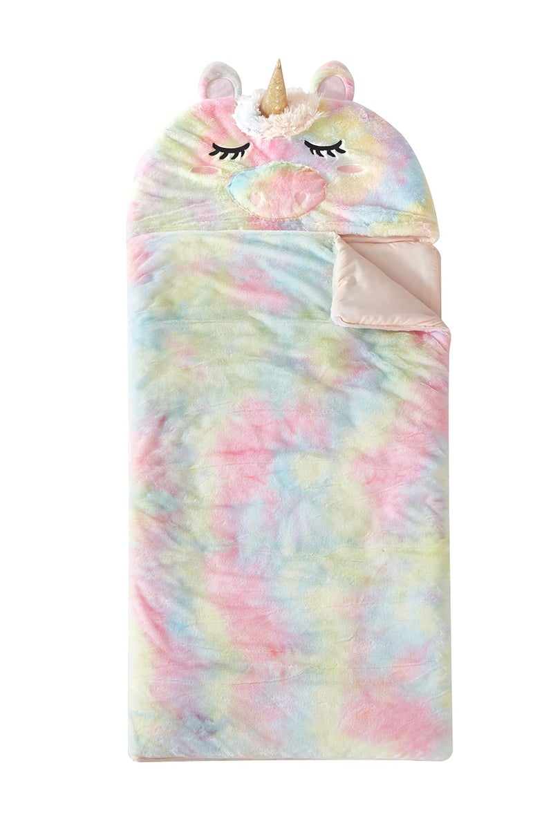 Idea Nuova Heritage Kids Rainbow Faux Fur Figural Unicorn Hooded Sleeping Bag Ages 326x46 - Image 2